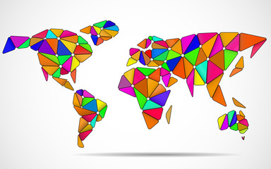 Fototapeta na wymiar Abstract world map in geometric polygonal style. Colorful vector illustration