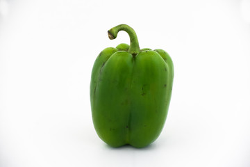 Green bell pepper vertical isolated on white background
