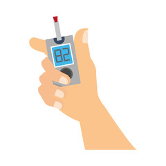 Hand holding glucometer icon vector illustration graphic design