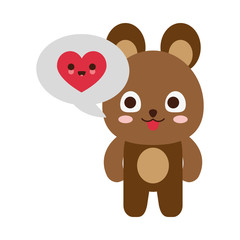 Cute bear with heart into speech bubble