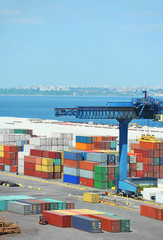 Port cargo crane and container