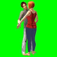 Coppia di innamorati in stile fumetto su sfondo chroma key