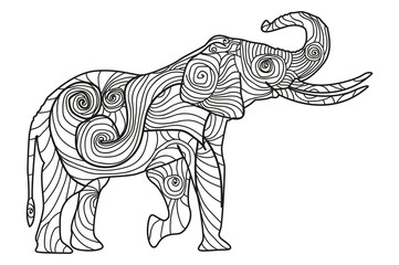 elephant drawn lines. vector. perfect for colouring page