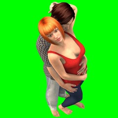Coppia di innamorati su sfondo chroma key