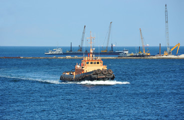 Tugboat in port