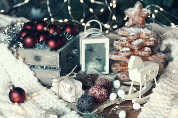 Christmas home decorations and homemade sweets