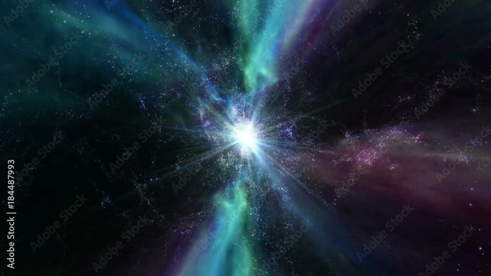 Wall mural star warp 002: traveling through star fields in deep space (loop).