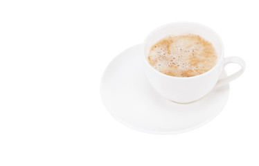 cup of coffee isolated on white background with copy space