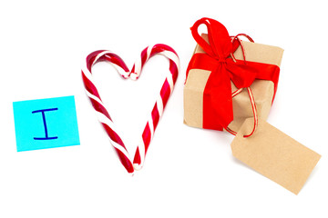 I love gifts written on white background, close-up