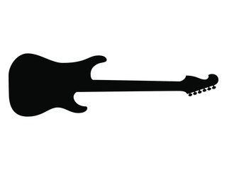 High Quality Hand Drawn Black Silhouette of and Heavy Metal Guitar