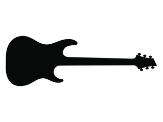 High Quality Hand Drawn Black Silhouette of and Heavy Metal Guitar