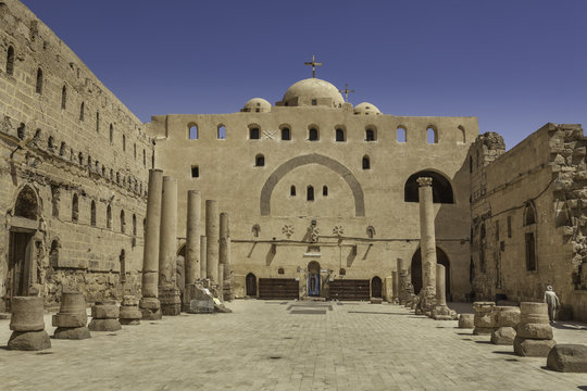 Facade of the church in White Monastery in Sohag, Egypt