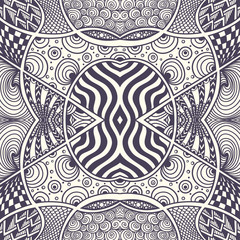 Abstract handmade Zentangle Zendoodle  seamless pattern   black on white for coloring page or adult relax coloring book or for decoration package or for wallpaper and other things