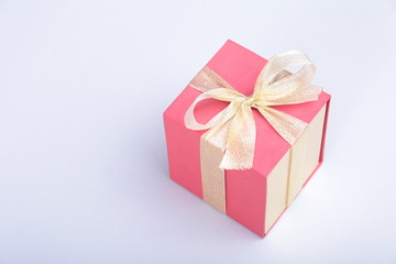 Gift boxes with bow on gray background