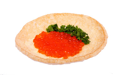 Sandwich with red caviar..