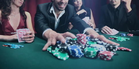 Stylish man wins in the casino