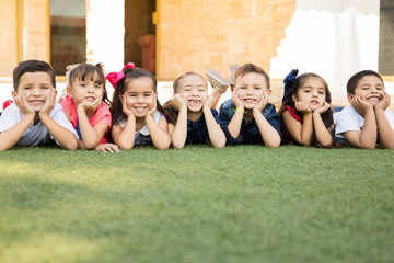 Group of happy preschool students