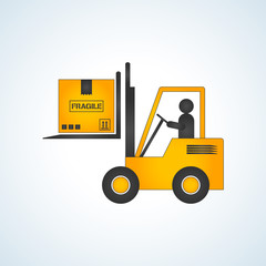 forklift truck with box isolated flat vector stock illustration icon loader