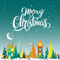 Obraz na płótnie Canvas Merry Christmas template for banner or poster. Holiday lettering