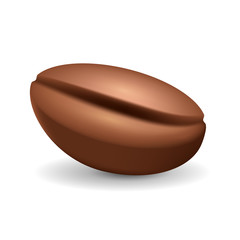 Coffee bean isolated on the white background. Realistic vector illustration. Picture with coffee element.