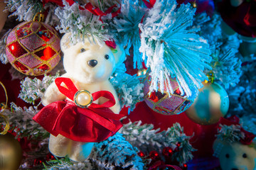Polar bear on the New Year tree.