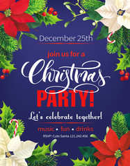 Christmas Party poster design. Vector illustration.