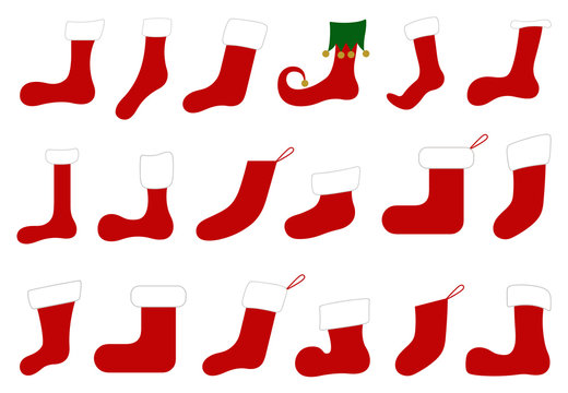 Illustration of different Christmas socks isolated on white
