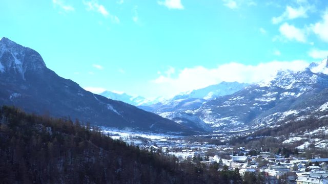 Sunny winter day in French Alps, Briancon