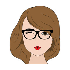 Sexy woman with glasses cartoon
