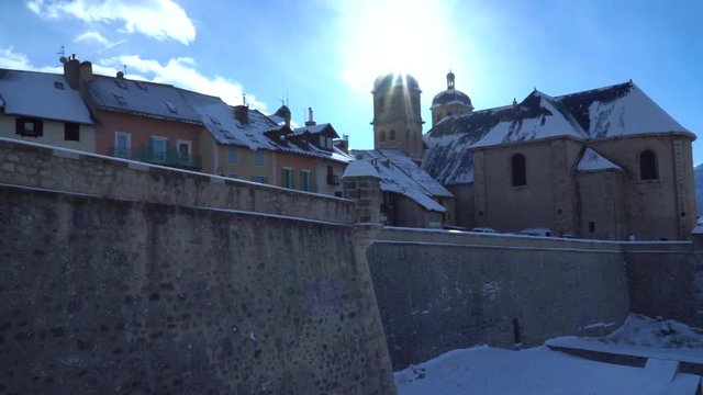 Sunny winter day in French Alps, Briancon