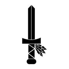 sword native american indian weapon vector illustration black image