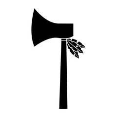 axe native american indian weapon vector illustration black image