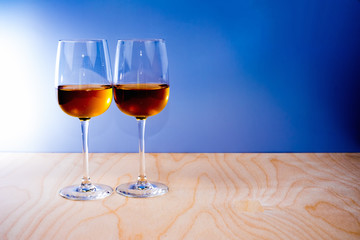 Two glasses with white wine