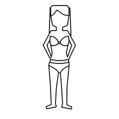 woman standing with bikini swimsuit vector illustration outline image
