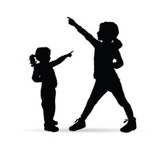 children silhouette happy illustration
