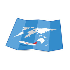 map of the world with airplane illustration set two