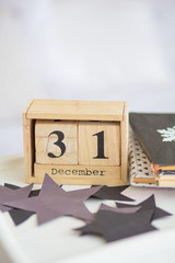 Wooden calendar with the inscription on December 31