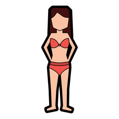 woman standing with bikini swimsuit vector illustration
