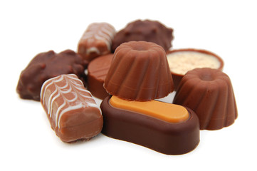 chocolate candies isolated on white background