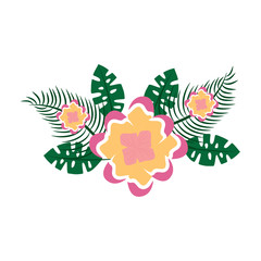 Obraz premium flower tropical plant leaves exotic nature vector illustration