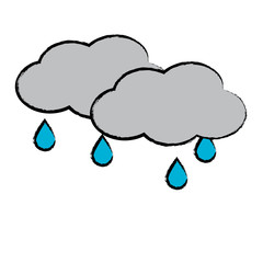 clouds and water drops icon