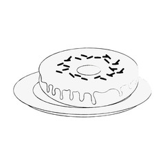 Sweet donut on dish icon vector illustration graphic design
