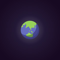 Earth cute blue planet icon. Vector cartoon ilustration space