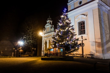 Christmas tree in Tyn nad Vltavou, Czech republic.