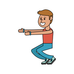 Man doing squats cartoon