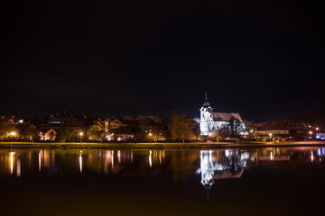 Fototapeta na wymiar Night in Tyn nad Vltavou, Czech republic