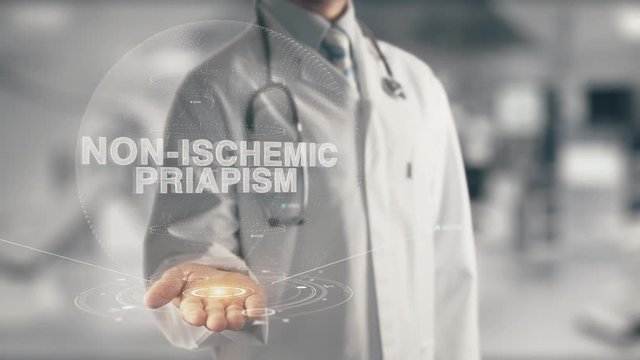 Doctor holding in hand Non-Ischemic Priapism