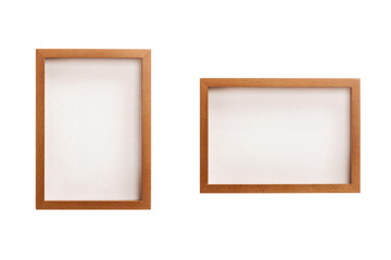 wooden photo frames isolated on the white background.