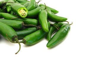 hot green pepper on white background, close up