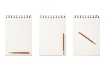 note with pencil isolated on the white background.